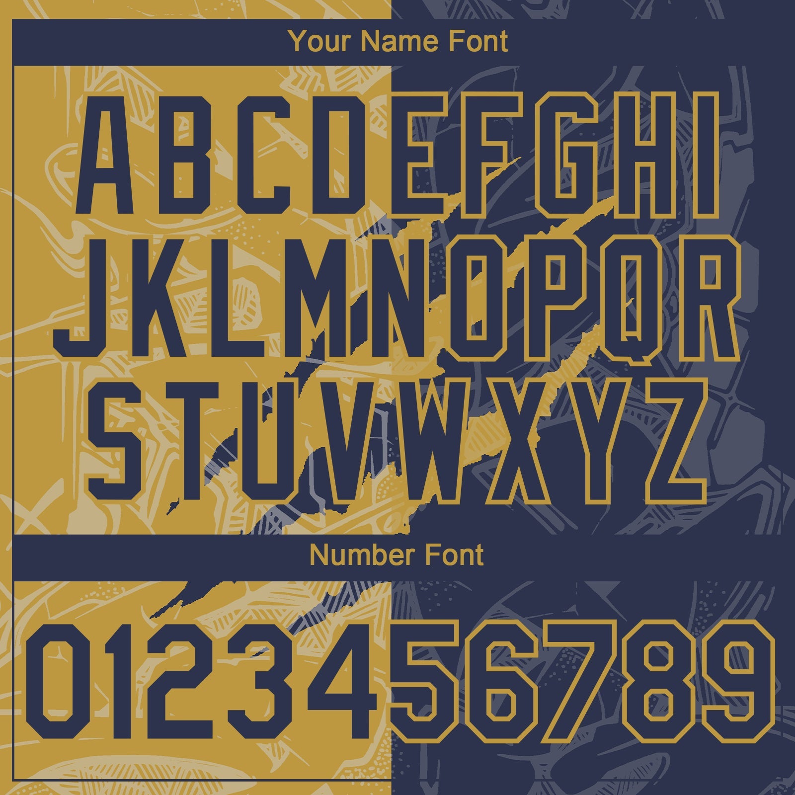 Custom Graffiti Pattern Navy-Old Gold 3D Scratch Authentic Baseball Jersey