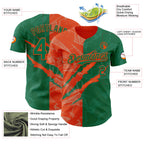 Custom Graffiti Pattern Kelly Green-Orange 3D Scratch Authentic Baseball Jersey