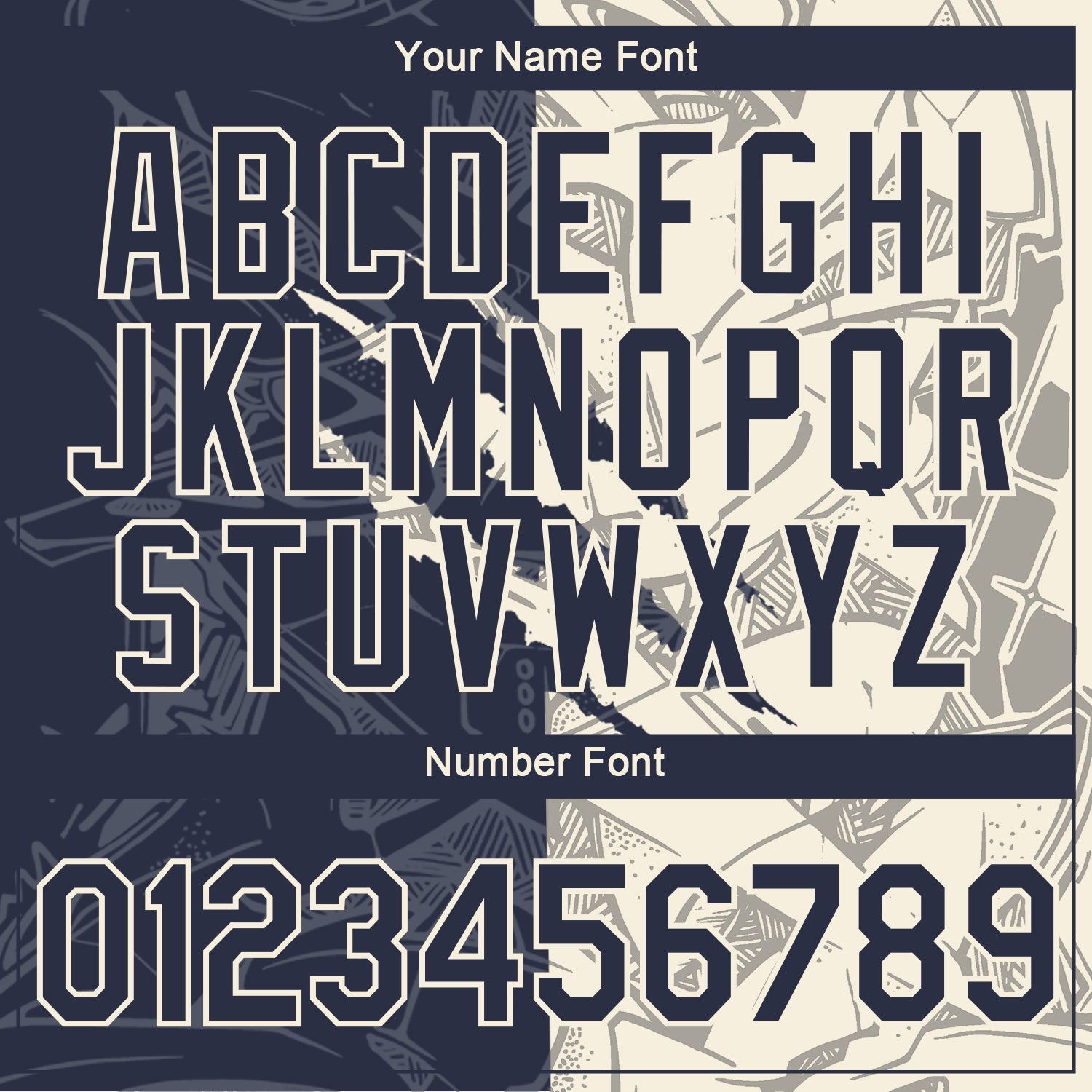 Custom Graffiti Pattern Navy-Cream Scratch 3D Performance T-Shirt