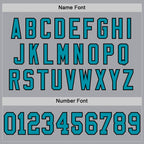 Custom Gray Teal-Black Mesh Authentic Throwback Football Jersey