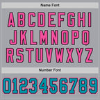 Custom Gray Teal Black-Pink Mesh Authentic Throwback Football Jersey