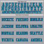 Custom Gray Navy-Teal Mesh Authentic Throwback Football Jersey