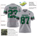 Custom Gray Kelly Green-Black Authentic Football Jersey