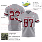 Custom Gray Crimson-White Authentic Football Jersey