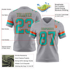 Custom Gray Aqua-Orange Authentic Football Jersey