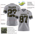 Custom Gray Olive-Black Authentic Football Jersey
