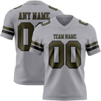Custom Gray Olive-Black Authentic Football Jersey