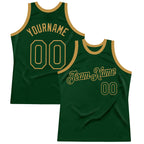 Custom Green Old Gold Authentic Throwback Basketball Jersey