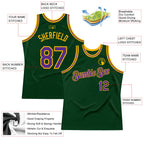 Custom Green Purple-Gold Authentic Throwback Basketball Jersey