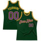 Custom Green Purple-Gold Authentic Throwback Basketball Jersey