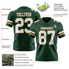 Custom Green White-Old Gold Authentic Football Jersey