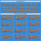 Custom Powder Blue Purple-Gold Bomber Full-Snap Varsity Letterman Jacket