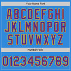 Custom Powder Blue Purple-Gold Bomber Full-Snap Varsity Letterman Jacket