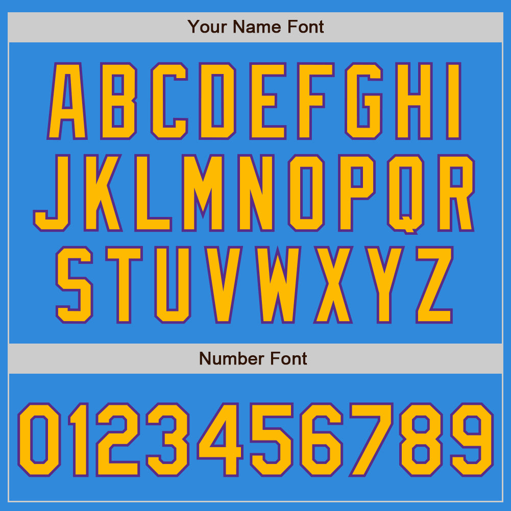 Custom Powder Blue Gold-Purple Bomber Full-Snap Varsity Letterman Two Tone Jacket