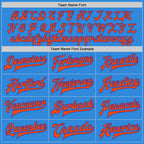 Custom Powder Blue Orange-Purple Bomber Full-Snap Varsity Letterman Two Tone Jacket