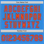 Custom Powder Blue Orange-Purple Bomber Full-Snap Varsity Letterman Two Tone Jacket