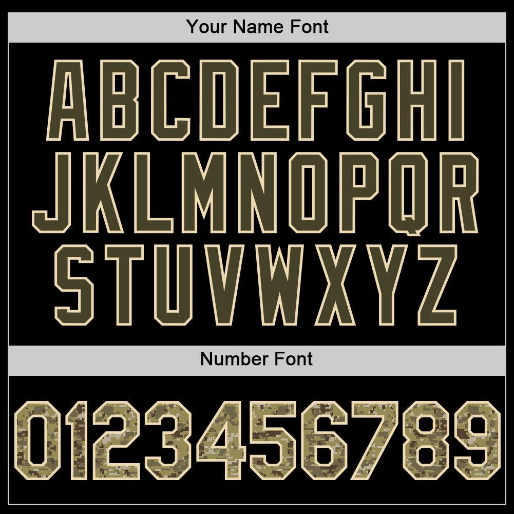 Custom Black Camo Olive-Cream Bomber Full-Snap Varsity Letterman Two Tone Hoodie Jacket