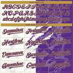 Custom Graffiti Pattern Purple-Old Gold Scratch 3D Bomber Full-Snap Varsity Letterman Hoodie Jacket