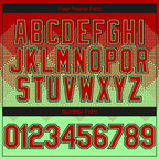 Custom Red Pea Green-Black Gradient Square Shape 3D Pattern Design Bomber Full-Snap Varsity Letterman Hoodie Jacket