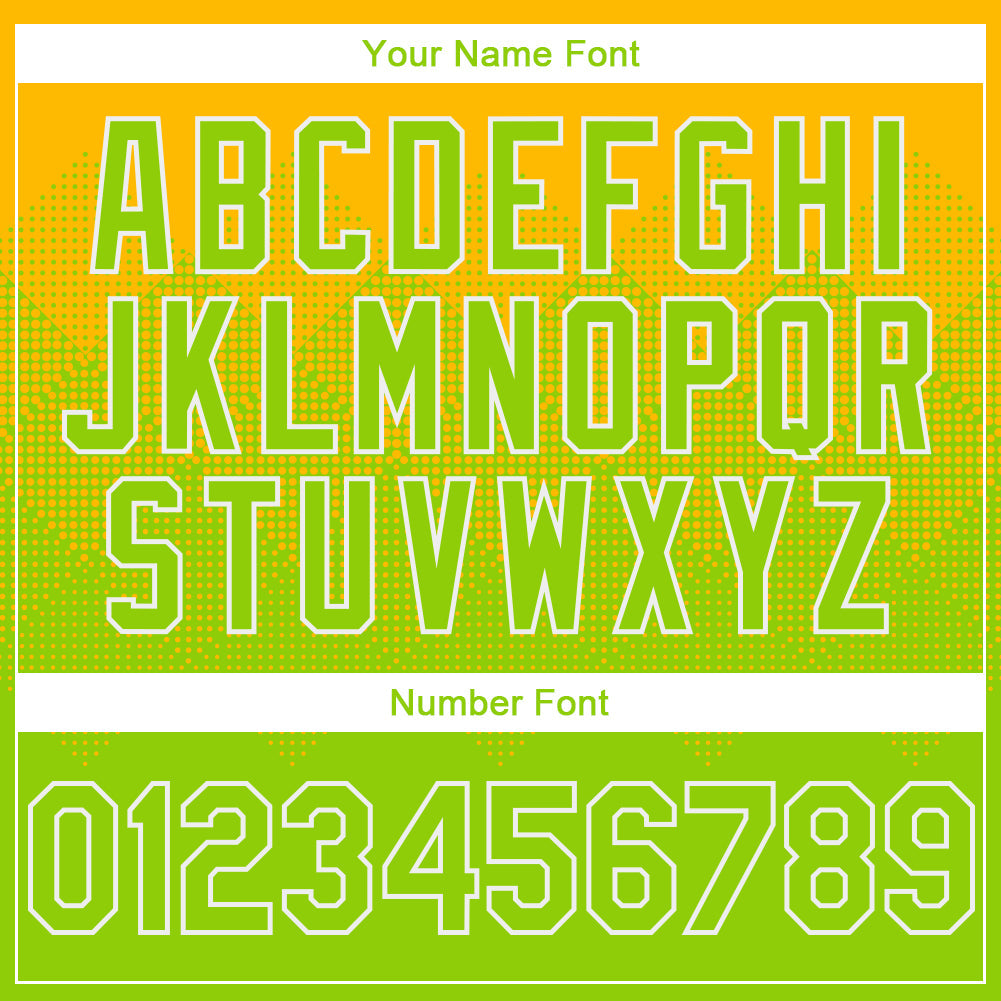 Custom Gold Neon Green-White Gradient Square Shape 3D Pattern Design Bomber Full-Snap Varsity Letterman Hoodie Jacket