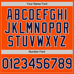 Custom Orange Navy-White Bomber Full-Snap Varsity Letterman Hoodie Jacket