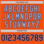 Custom Orange Navy-Light Blue Bomber Full-Snap Varsity Letterman Hoodie Jacket