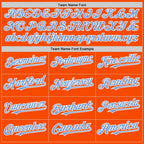 Custom Orange Light Blue-White Bomber Full-Snap Varsity Letterman Two Tone Hoodie Jacket