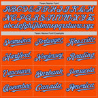 Custom Orange Light Blue-Navy Bomber Full-Snap Varsity Letterman Two Tone Hoodie Jacket