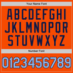 Custom Orange Light Blue-Navy Bomber Full-Snap Varsity Letterman Two Tone Hoodie Jacket