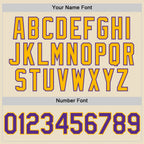 Custom Cream Purple Gold-White Bomber Full-Snap Varsity Letterman Two Tone Hoodie Jacket