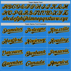 Custom Powder Blue Black-Gold Bomber Full-Snap Varsity Letterman Hoodie Jacket