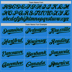 Custom Powder Blue Black-Teal Bomber Full-Snap Varsity Letterman Hoodie Jacket