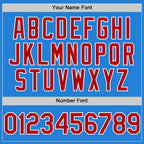 Custom Powder Blue Red-White Bomber Full-Snap Varsity Letterman Hoodie Jacket