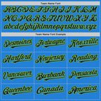 Custom Powder Blue Navy-Neon Green Bomber Full-Snap Varsity Letterman Hoodie Jacket