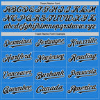 Custom Powder Blue Black-White Bomber Full-Snap Varsity Letterman Hoodie Jacket