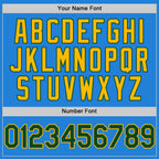 Custom Powder Blue Green-Gold Bomber Full-Snap Varsity Letterman Two Tone Hoodie Jacket