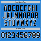 Custom Powder Blue Black-White Bomber Full-Snap Varsity Letterman Two Tone Hoodie Jacket