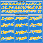 Custom Powder Blue Gold-White Bomber Full-Snap Varsity Letterman Two Tone Hoodie Jacket