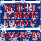 Custom Royal Red-White Christmas 3D Bomber Full-Snap Varsity Letterman Jacket