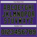 Custom Purple Black-Neon Green Bomber Varsity Letterman Zipper Jacket