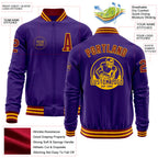 Custom Purple Crimson-Gold Bomber Varsity Letterman Zipper Jacket