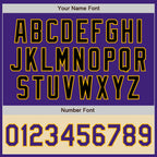 Custom Purple Black Gold-Cream Bomber Varsity Letterman Two Tone Zipper Jacket