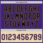 Custom Purple Black Old Gold-Cream Bomber Varsity Letterman Two Tone Zipper Jacket