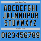 Custom Powder Blue Black-Cream Bomber Varsity Letterman Zipper Jacket