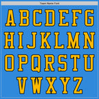 Custom Powder Blue Gold-Black Bomber Varsity Letterman Zipper Jacket