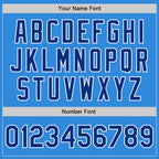 Custom Powder Blue Royal-White Bomber Varsity Letterman Zipper Jacket