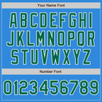 Custom Powder Blue Kelly Green-White Bomber Varsity Letterman Zipper Jacket