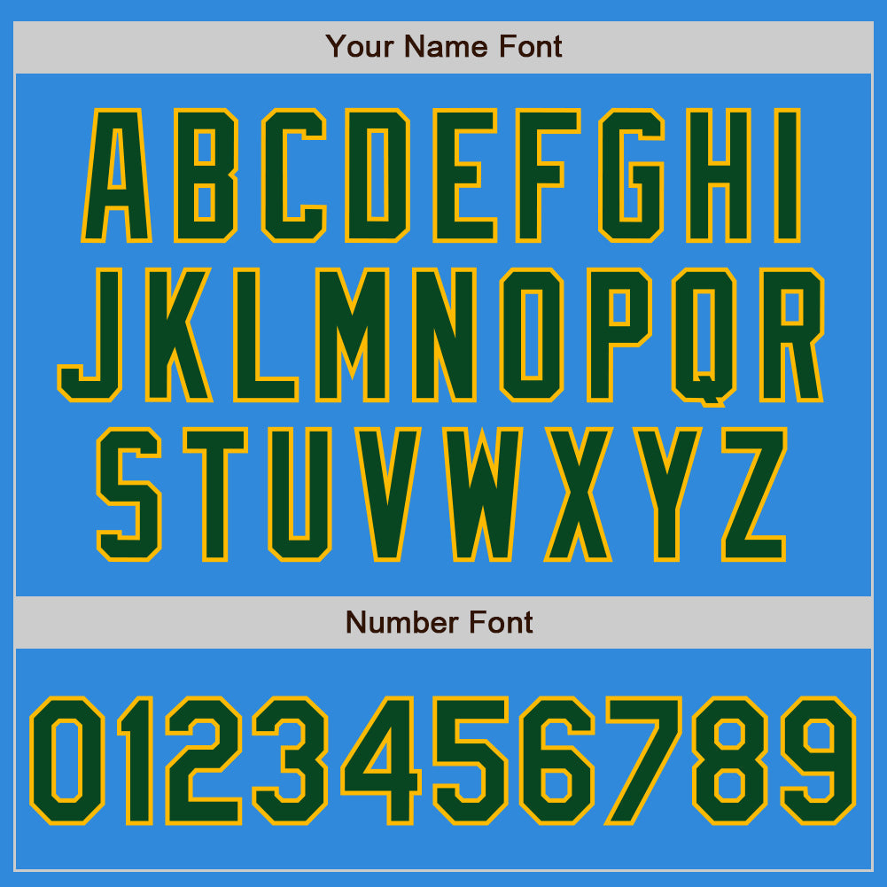 Custom Powder Blue Green-Gold Bomber Varsity Letterman Zipper Jacket