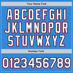 Custom Powder Blue Navy-Red Bomber Varsity Letterman Zipper Jacket