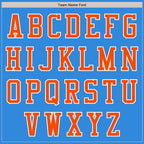 Custom Powder Blue Orange-White Bomber Varsity Letterman Zipper Jacket